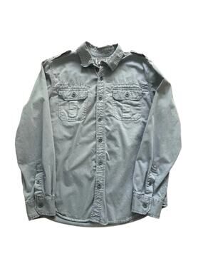 Converse Light Gray Casual Button-Down Shirt Men M #0094